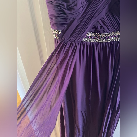 DECODE 1.8 ~ Purple Mesh Gold Beads Sweetheart Strapless Gown 10 NWT - Picture 4 of 9